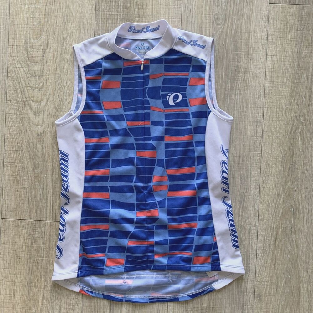 Pearl Izumi Select Half Zip Cycling Jersey Shirt Blue White Geometric Womens S
